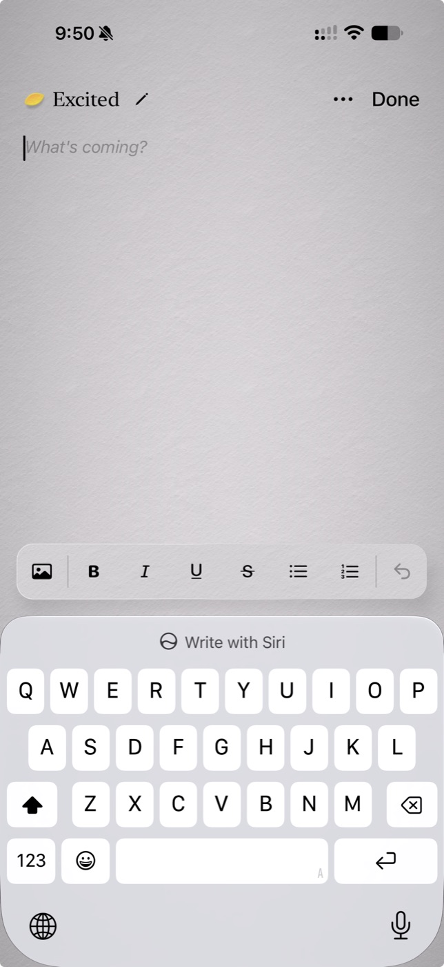 A Moments entry titled Excited with the prompt: What’s coming?